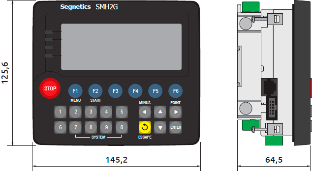 Габаритные размеры контроллера SMH 2Gi с модулем MC